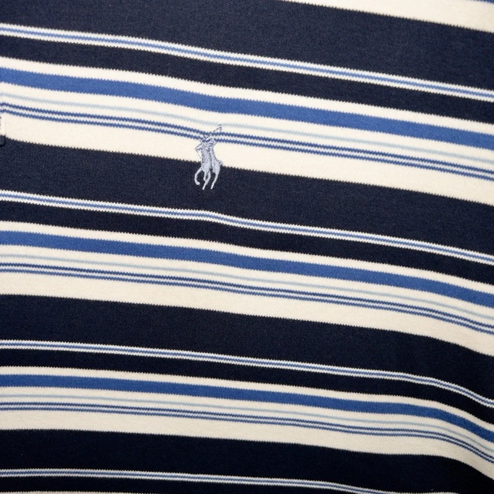 Polo Ralph Lauren Polo Shirt XL Blue White Stripe Pony Casual Preppy Office Mens